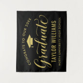 おめでとう2023大学院黒金ゴールド卒業 タペストリー (正面)