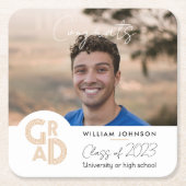 おめでとう2023年卒業クラス スクエアペーパーコースター (正面)