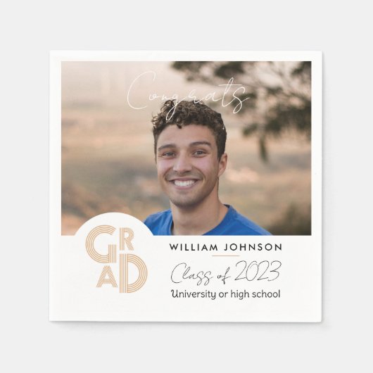 おめでとう2023年卒業クラス スタンダードカクテルナプキン (正面)