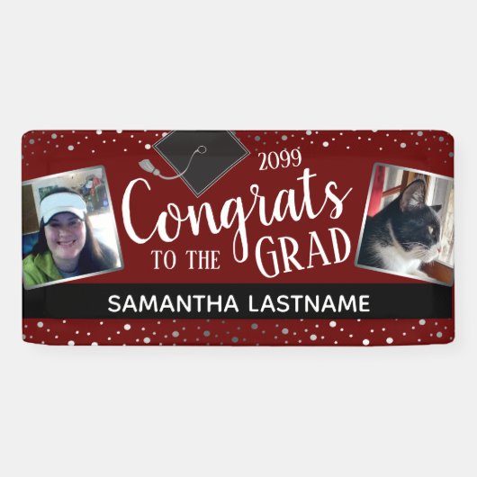 おめでとう2024年の卒業写真クラス2つ 横断幕 (横)