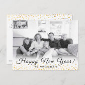 おめでとう2024年写真ゴールドコンフェッティ シーズンポストカード (正面/裏面)