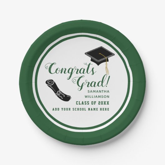 おめでとう2025年のホワイトクラスとグリーンクラス ペーパープレート (正面)