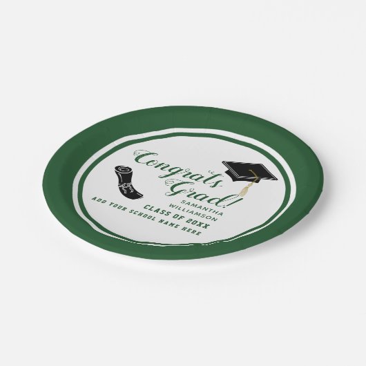 おめでとう2025年のホワイトクラスとグリーンクラス ペーパープレート (アングル)