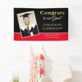 おめでとう2025 Grad Nameフォト金ゴールドブラック赤 横断幕 (インサイチュ)