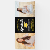 おめでとう2 Photo Black金ゴールド黄色の卒業 横断幕 (縦)