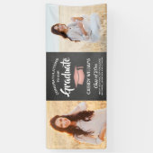 おめでとう2 Photo Chalkboardピンクブラック卒業 横断幕 (縦)