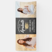 おめでとう2 Photo Chalkboardブラック金ゴールド卒業 横断幕 (縦)