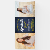 おめでとう2 Photo Navy Blue金ゴールド黄色の卒業 横断幕 (縦)