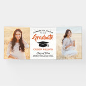 おめでとう2 Photo Orange Black and White Decisation 横断幕 (横)