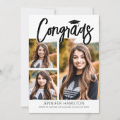 おめでとう3枚の写真 卒業 招待状 (正面)