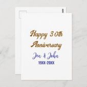 おめでとう30周年 ロイヤルブルー ゴールド ポストカード (正面/裏面)