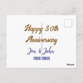 おめでとう30周年 ロイヤルブルー ゴールド ポストカード (裏面)