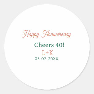 おめでとう40周年記念 オレンジ 緑 名前 日付 ラウンドシール