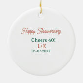 おめでとう40周年 オレンジ 緑 名前 日付 セラミックオーナメント (裏面)