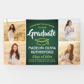 おめでとう4 Photo Green金ゴールド黄色の卒業 横断幕 (横)