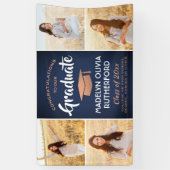 おめでとう4 Photo Navy Blue Copper White卒業 横断幕 (縦)