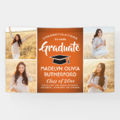 おめでとう4 Photo Orange Black and White Graduation 横断幕 (横)