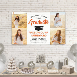 おめでとう4 Photo Orange Black and White Graduation 横断幕