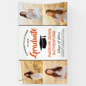 おめでとう4 Photo Orange Black and White Graduation 横断幕 (縦)