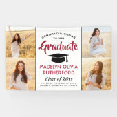 おめでとう4 Photo Red Black and White Graduation 横断幕 (横)