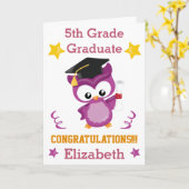 おめでとう5年生紫色・金ゴールドテーマ カード (黄色い花)