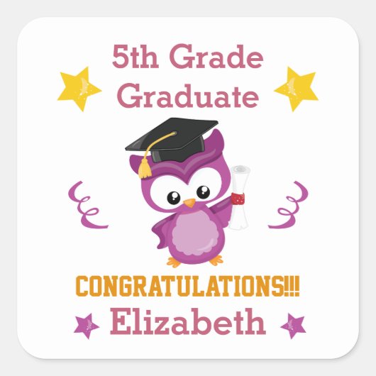 おめでとう5年生 スクエアシール (正面)