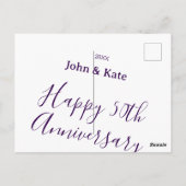 おめでとう50周年パープルネーム年シンプル ポストカード (裏面)