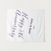 おめでとう50周年 パープル ネーム 年 シンプル タペストリー (正面(横))