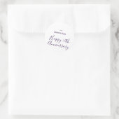 おめでとう50周年 パープル ネーム 年 シンプル ラウンドシール (バッグ)