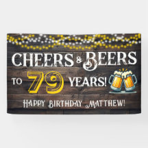 おめでとう79歳！ビールで乾杯パーティーのバナー