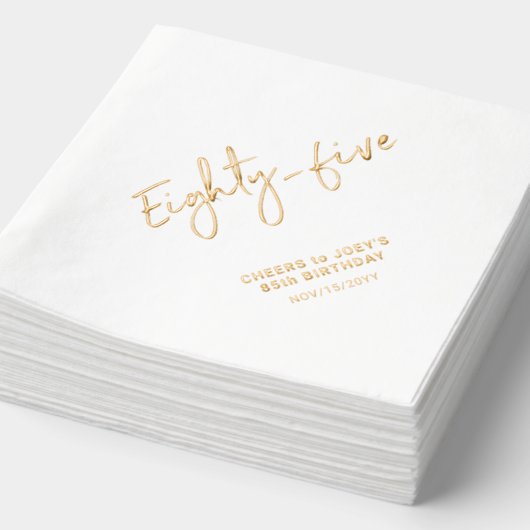 おめでとう85歳 | 現代的な85歳の誕生日パーティー 箔ナプキン (詳細)