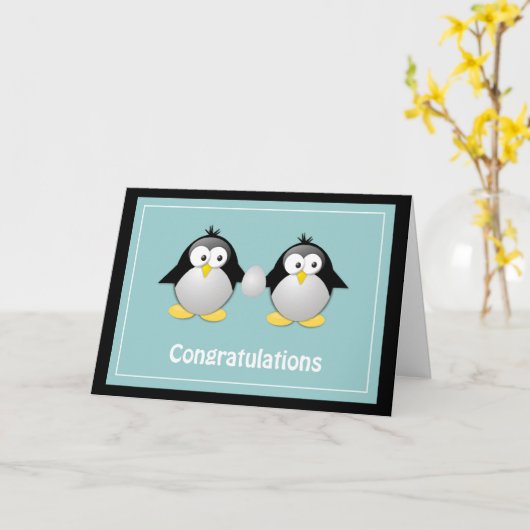 おめでとう、あなたはペンギンの挨拶を期待 カード (黄色い花)