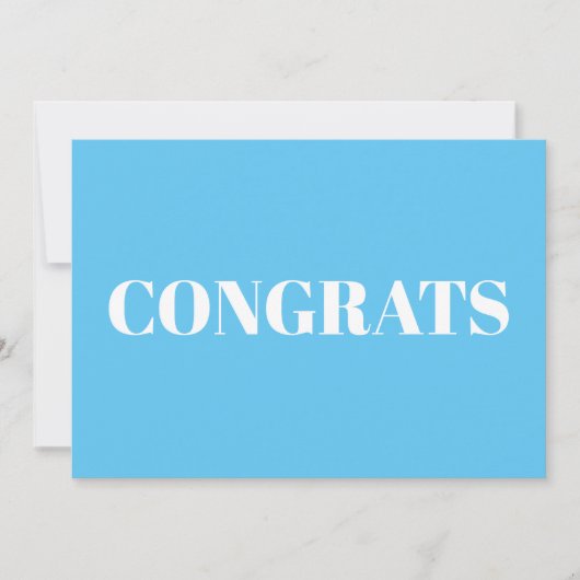 おめでとう，おめでとうございます，スカイブルーの白いカード (正面)