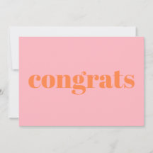 おめでとう，おめでとうございます，パステルオレンジピンクカード