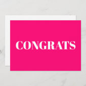 おめでとう，おめでとうございます，ピンク明るい赤紫色ホワイトカード (正面/裏面)