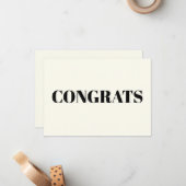 おめでとう，おめでとうございます，黒アイボリー モダン ノートカード (正面/裏面インサイチュ)