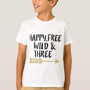 おめでとう、おめでとう、野生で、3歳の誕生日の男の子 Tシャツ