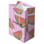 おめでとう!かわいい水彩スイカ ミディアムペーパーバッグ (正面アングル)