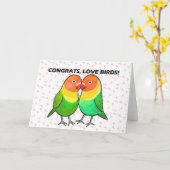 おめでとう　ご婚約　愛の鳥カップル カード (黄色い花)