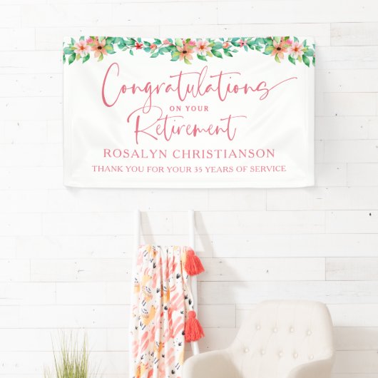 おめでとう ご退職 花 トロピカル スクリプト 横断幕 (インサイチュ)