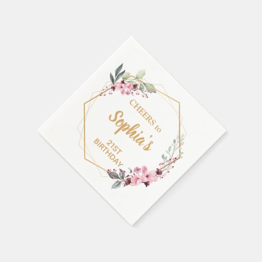 おめでとう　さくら　21歳の誕生日パーティー　ナプキン スタンダードカクテルナプキン (角)