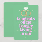 おめでとう　もうやましいことをしないで済むね　面白い結婚式 招待状 (正面/裏面)