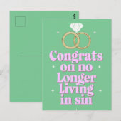 おめでとう　もう罪を犯さないで済むね　面白い結婚式 ポストカード (正面/裏面)