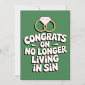 おめでとう！もう罪を犯さない生活に（笑） 面白い結婚式 招待状 (正面)