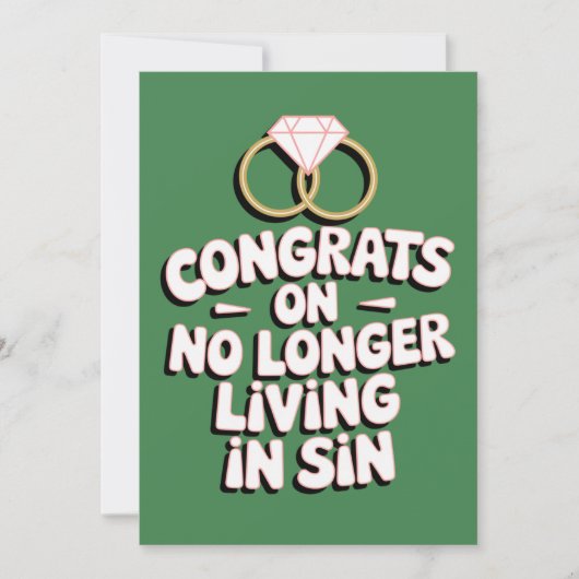 おめでとう！もう罪を犯さない生活に（笑） 面白い結婚式 招待状 (正面)