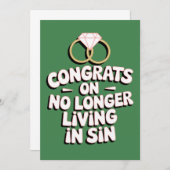 おめでとう！もう罪を犯さない生活に（笑） 面白い結婚式 招待状 (正面/裏面)