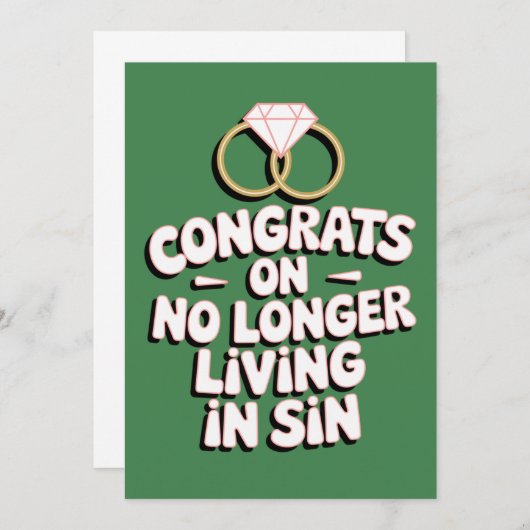 おめでとう!もう罪を犯さない生活に(笑) 面白い結婚式 招待状 (正面/裏面)