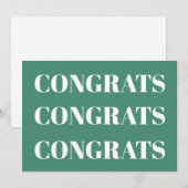 おめでとう アクアマリン ホワイト モダン カード (正面/裏面)