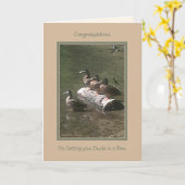 おめでとう:アヒルを連れて行く カード (黄色い花)