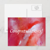 おめでとう　エレガントなピンクと赤のポストカード ポストカード (正面/裏面)